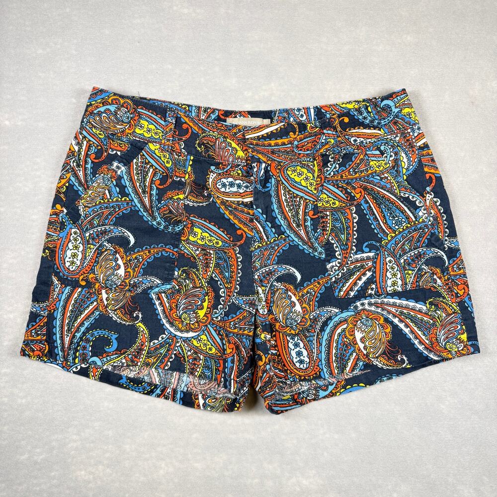 Womens Banana Republic blue paisley chino shorts - beach 100% cotton size 8